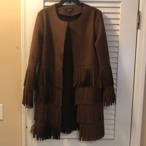Suede fringe coat